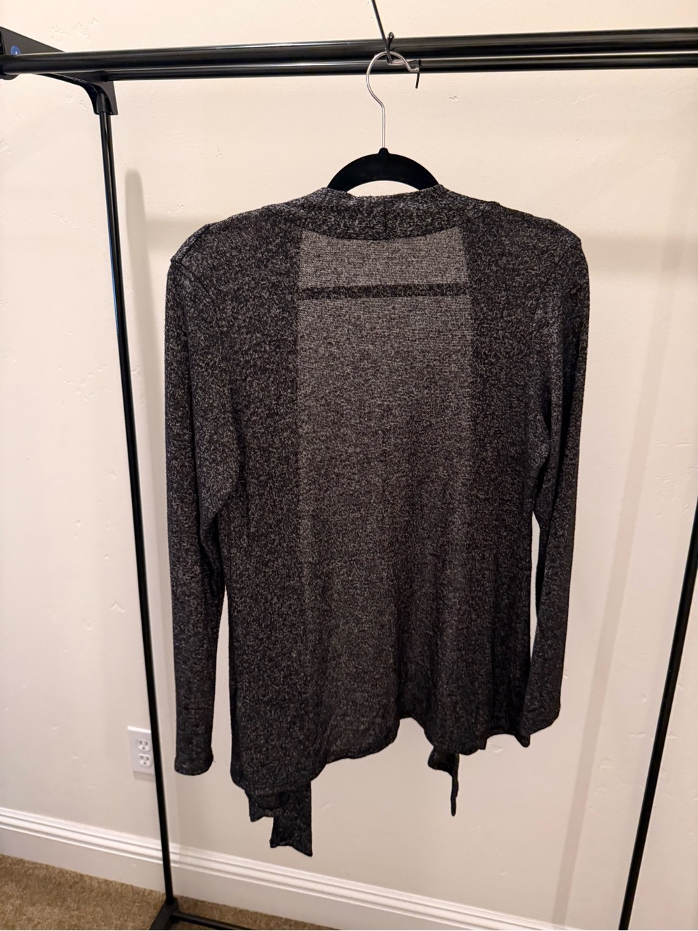 Lightweight Black Heather Open-Front Women's Cardigan